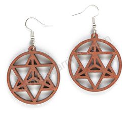 Geometry Infinity Triangles Medium Size Brown, Circle Wooden Earrings