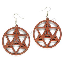 Geometry Infinity Triangles Large Size Brown, Circle Wooden Earrings