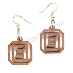 Geometry Infinity Small Size Brown, Square Wooden Earrings