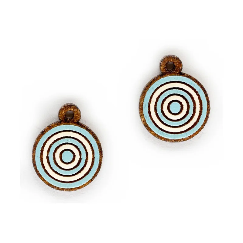 Ručne maľované drevené náušnice Circle Stripes