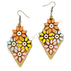 Field Flowers Blooming Style II, Diamond Drop Wooden Earrings