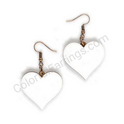 Wooden handmade heart-shaped earrings - Pure Heart (white, large)