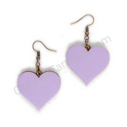 Wooden handmade heart-shaped earrings - Pure Heart (purple)