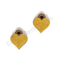 Wooden handmade heart earrings - Pure Heart (golden, small)