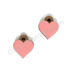 Wooden handmade heart earrings - Pure Heart (light pink, small)