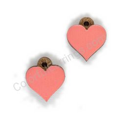 Wooden handmade heart earrings - Pure Heart (pink, small)