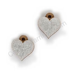 Wooden handmade heart earrings - Pure Heart (silver, small)