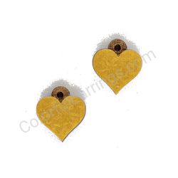 Wooden handmade heart earrings - Pure Heart (gold, small)