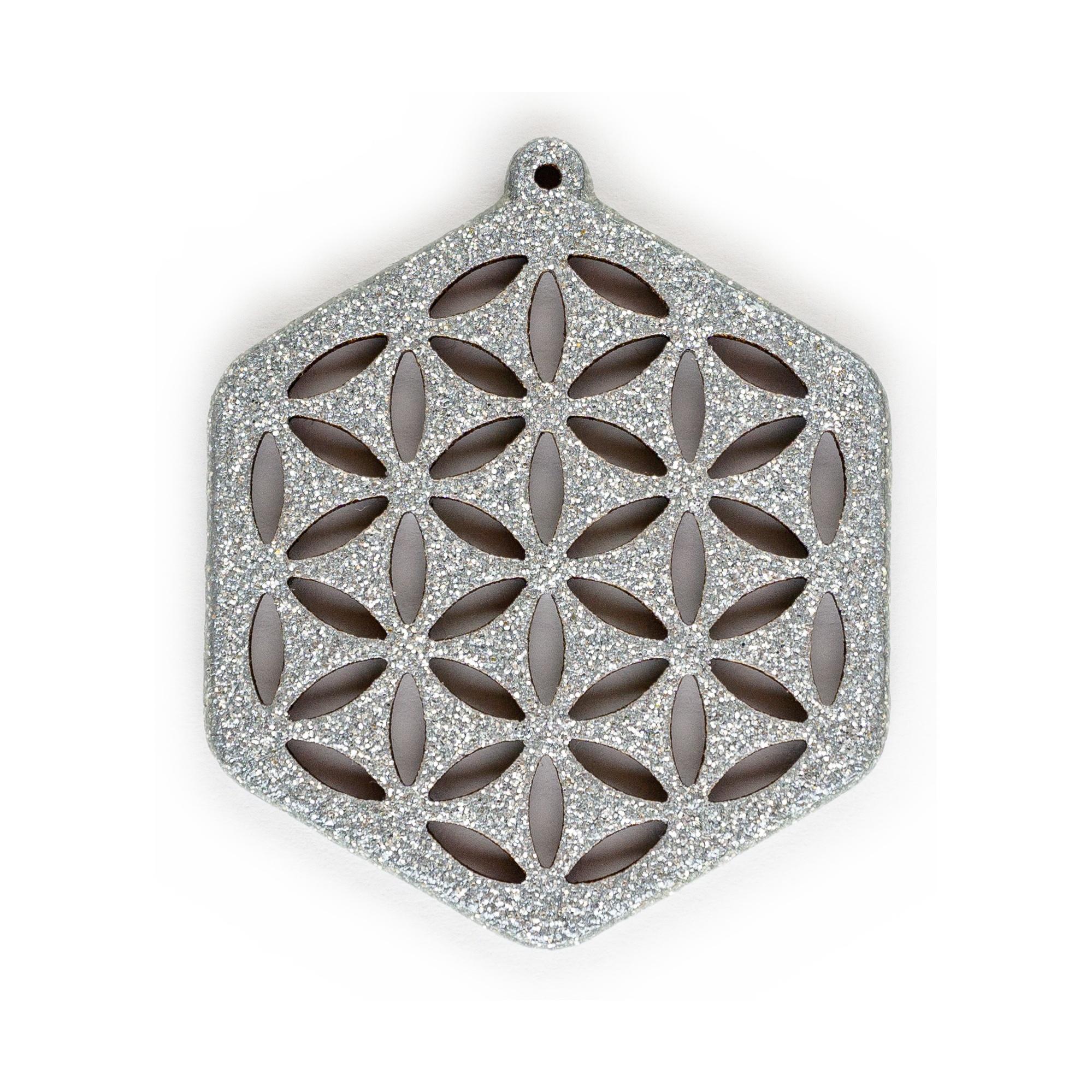 Flower of Life Hexagon - Silver