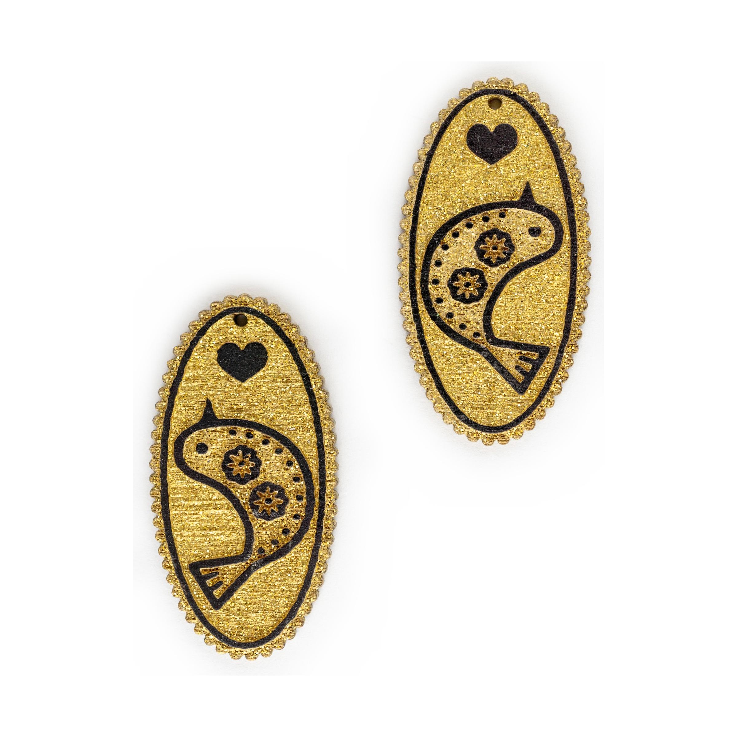 Starbird Love Line Art Oval - Gold